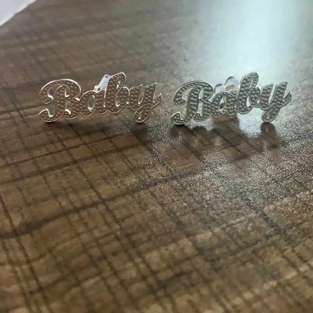 Custom Name Earrings Personalized Double Layer Nameplate Stud Earring Women Letter Customized Name Earrings Hiphop Women Jewelry