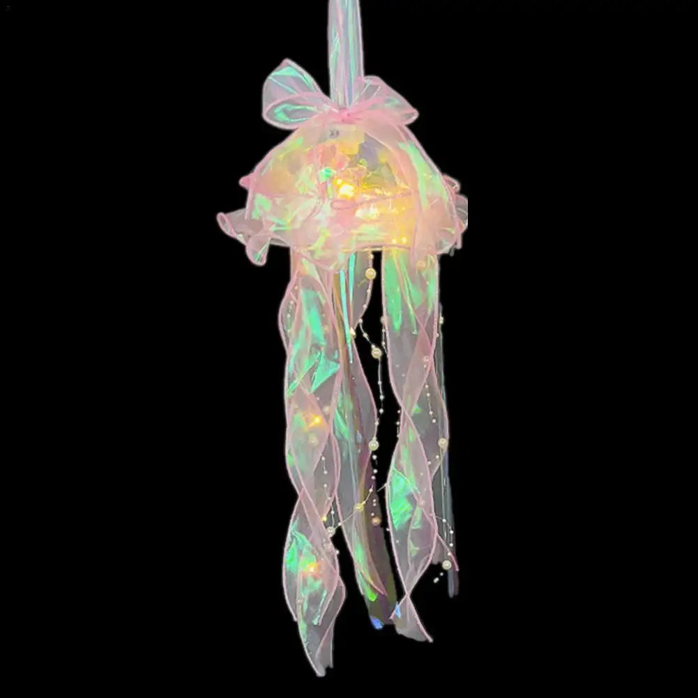 2023 New Luminous Jellyfish Shape Air Hanging Decoration Handmade Creative Night Light Bedside Atmosphere Decoration Lamp