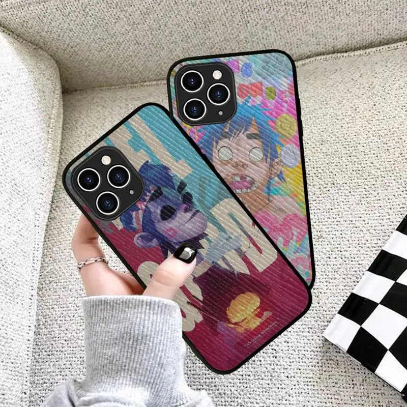 

Gorillaz Phone Case Hard Leather Case for iPhone 11 12 13 Mini Pro Max 8 7 Plus SE 2020 X XR XS Coque
