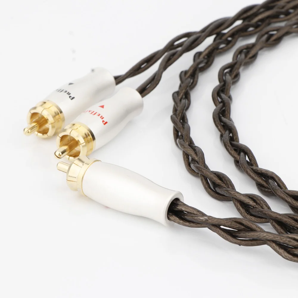 

Hifi Odin Silver plating Single 3-strand Woven Line 1 RCA to 2 RCA Audio Signal Wire with Gold Plated RCA Plug