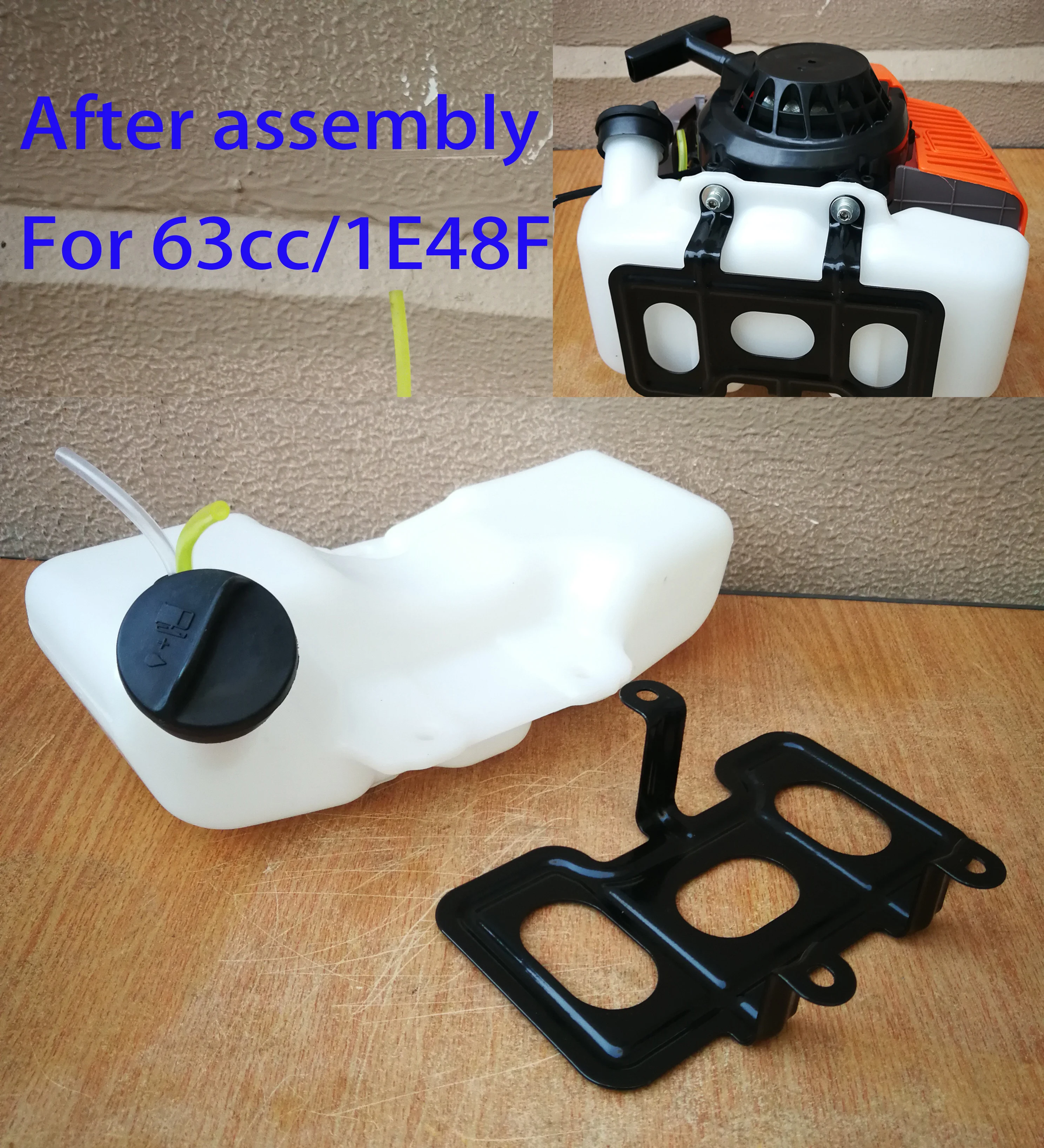 2T 63cc 1E48F Engine Metal Protector Support Seat Mount for Fuel Tank Mix Gasoline Case
