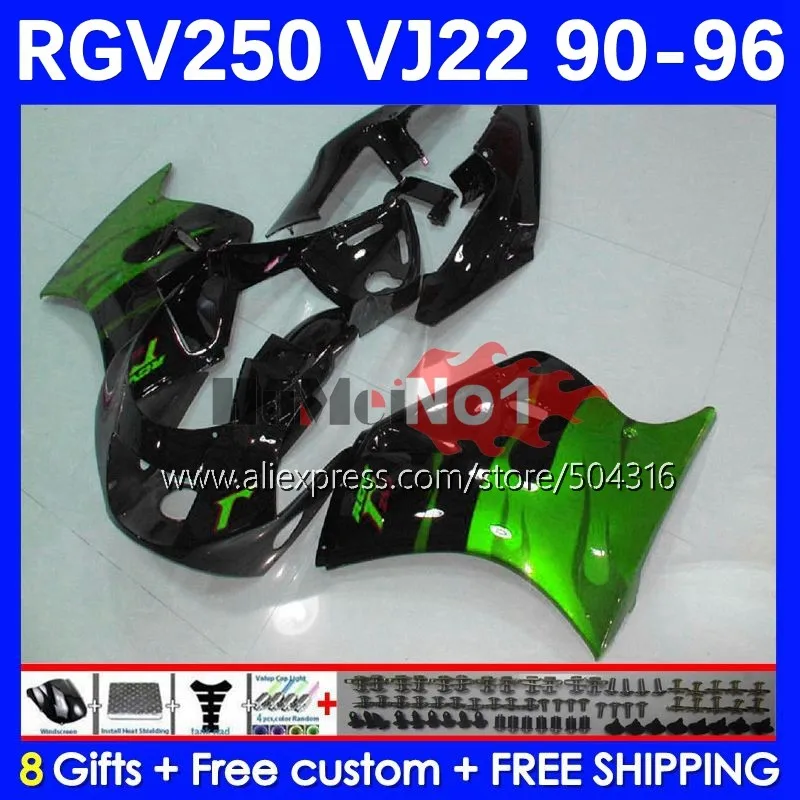 

Корпус для RGV250 SAPC RGV-250 VJ22 41NO.170 RGVT RGV 250 90 91 92 93 95 96 1990 1991 1992 1993 1994 1995 обтекатель зеленый черный