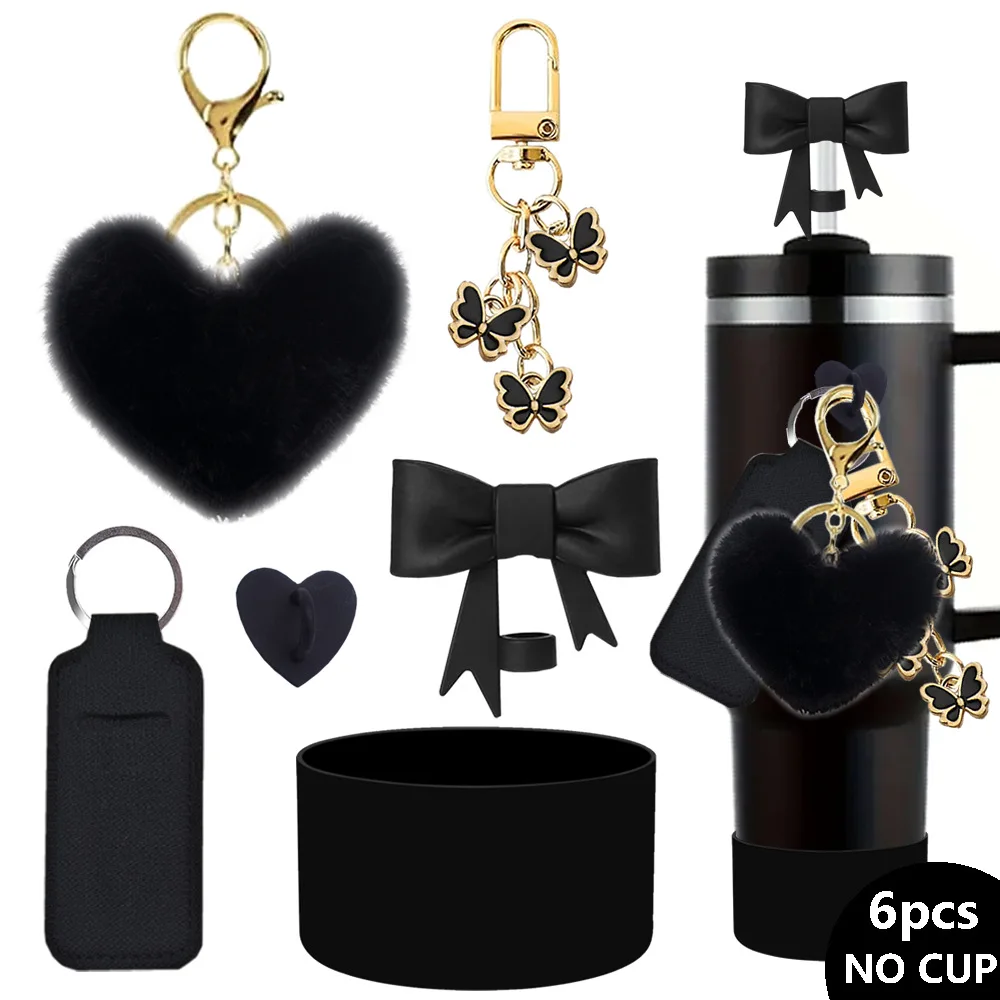 

6 шт./лот, чехол с соломенной крышкой, подвеска-цепочка, аксессуары, первоначальный брелок, ручка для бутылки с чашкой Стэнли, стакан для влюбленных