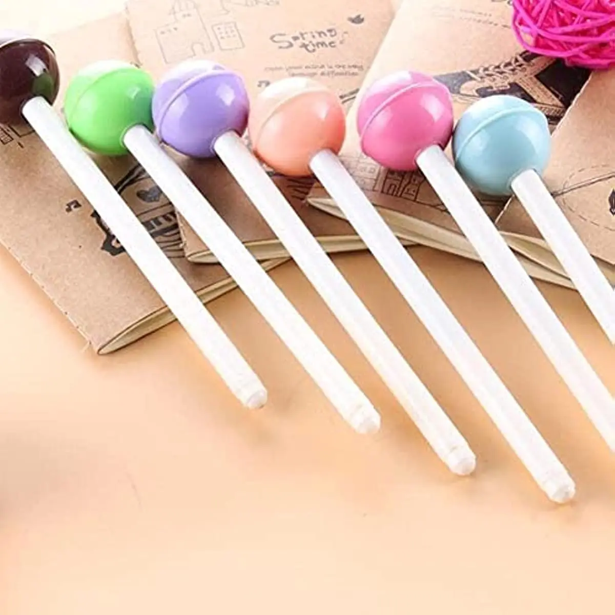 60 Pcs Cute Pops Gel Ink Pens Kawaii Candy Colored Chocolate Office Sweet School Pretty Supply Lollipop Stationery