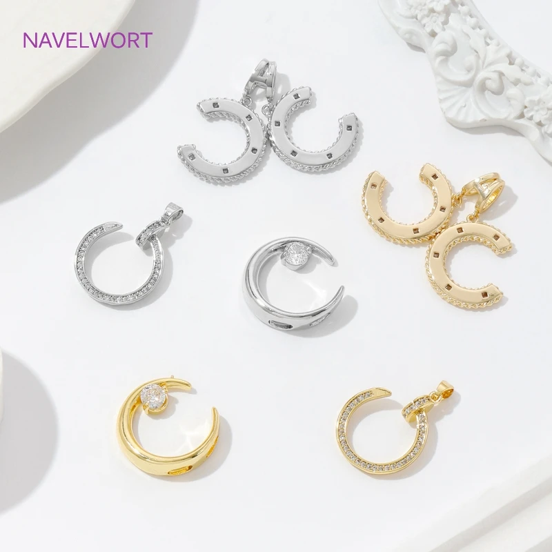 подвески для украшений Латунные в форме Луны/с покрытием из 18-каратного золота