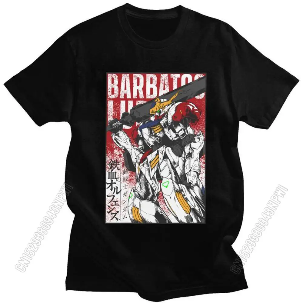 

T-Shirt À Manches Courtes Pour Homme En Cotton Avec Dessin Animé Robot Manga Harajuku Gundam Barbatos Lupus