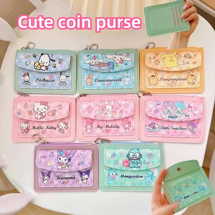Sanrio kuromi кошелек hello kitty японский милый мультфильм девушка для монет держатель
