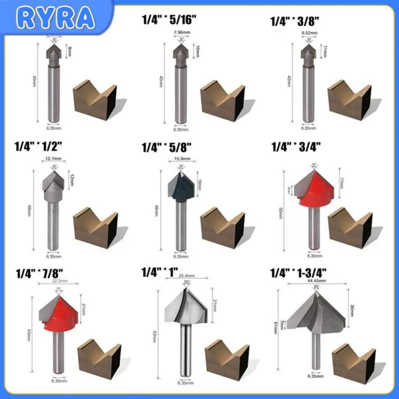 

1Pc 90 Degree V Type Milling Cutters Carpentry 6.35mm Wood Cutter Engraving Knife Router Bit For Woodworking Cutting Tools