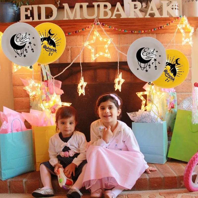 

50pcs Eid Latex Balloons Party Decor Mubarak Muslim Islamic Festive Celebration Moon Balloon Background Set Ramadan Decoration