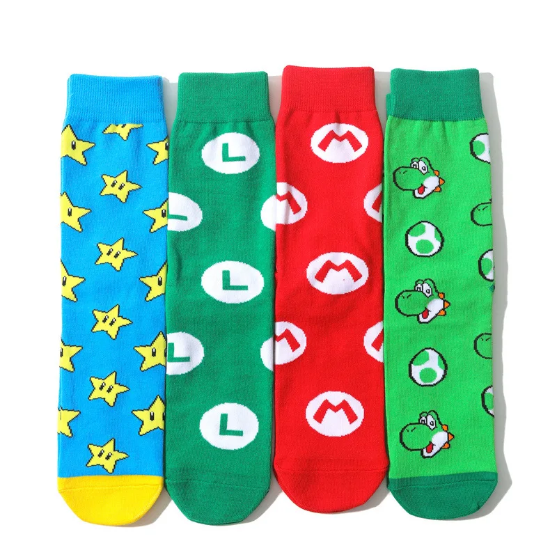 

Super Mario Game Peripherals Anime Figures Luigi Yoshi Stars Four Seasons Cotton Men Women Adult Tube Socks Kawaii Birthday Gift