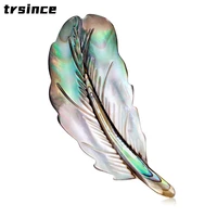 natural abalone shell brooch european and american temperament wild feather brooch ladies corsage