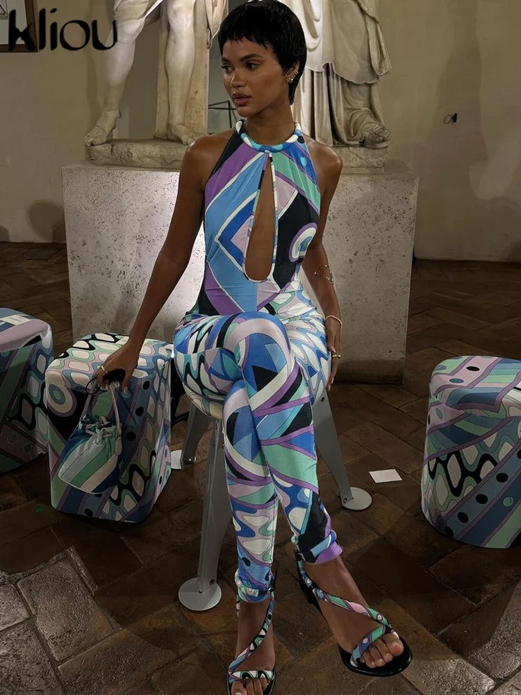 Летняя женская уличная одежда длиной до щиколотки kliou модель K24Q46320 с рисунком для