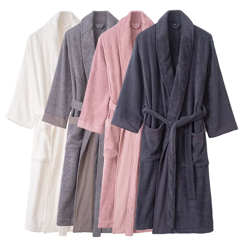 

Women Winter Towel Bathrobe Men 100Cotton Sleepwear Kimono Bath Robes Unisex Home Dressing Gown Long Shower Sleepwear Terry Robe