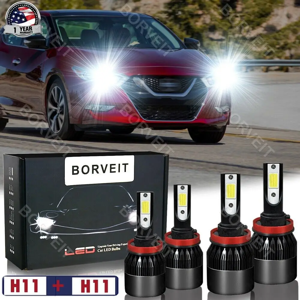 

4Pcs Set 6000K LED Headlight Hi/Lo Beam Bulbs For Nissan Maxima 2016-2018 White