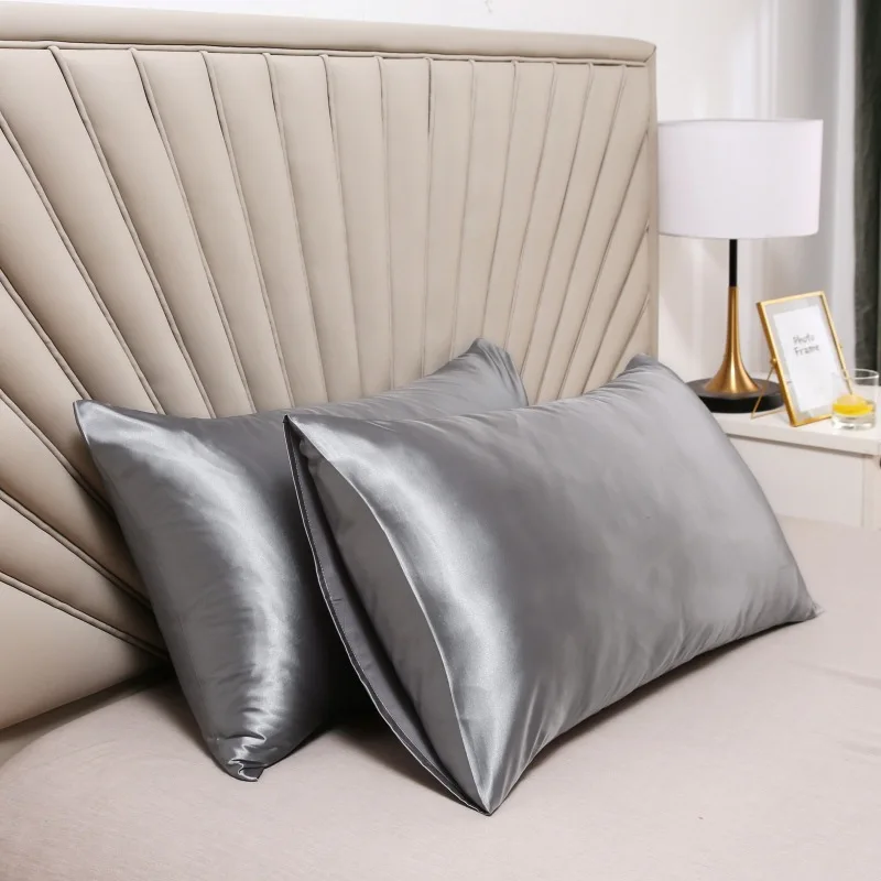 

Simulation Silk Pillowcase Sleeping Comfort Bedding Multiple Colors Solid Color Home Decor Pillowcase