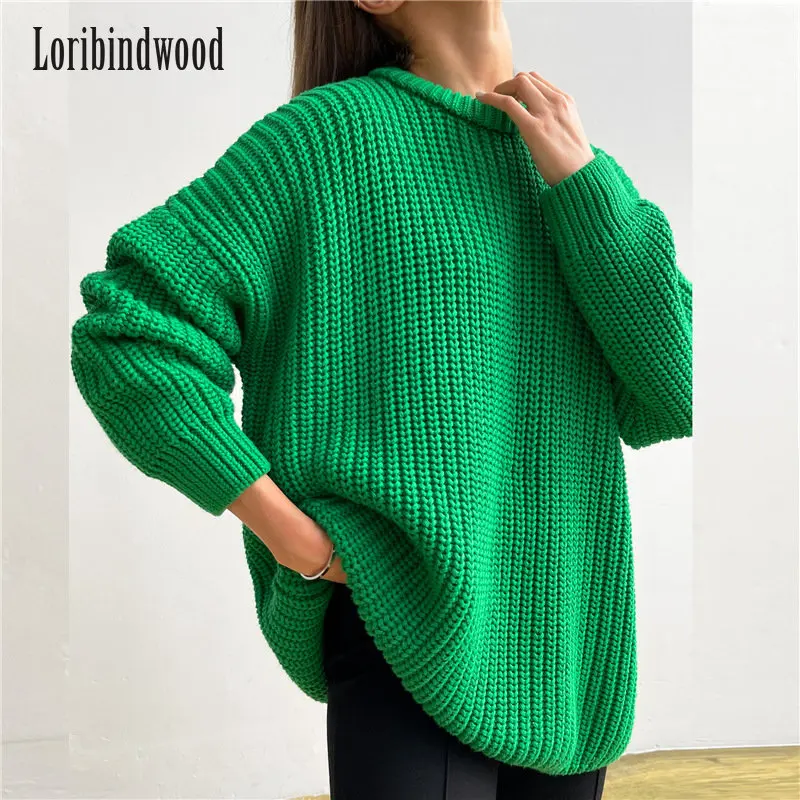 

2022 Autumn and Winter New round Neck Casual Loose Knitted Pullover Korean Style Temperament Wild Sweater Top Women