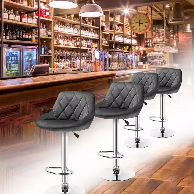 

2023 2Pcs/set Cushion Bar Chair Stools Swivel Height Adjustable Chair Leather With Footrest Armrest Home Kitchen Office Bar Chai