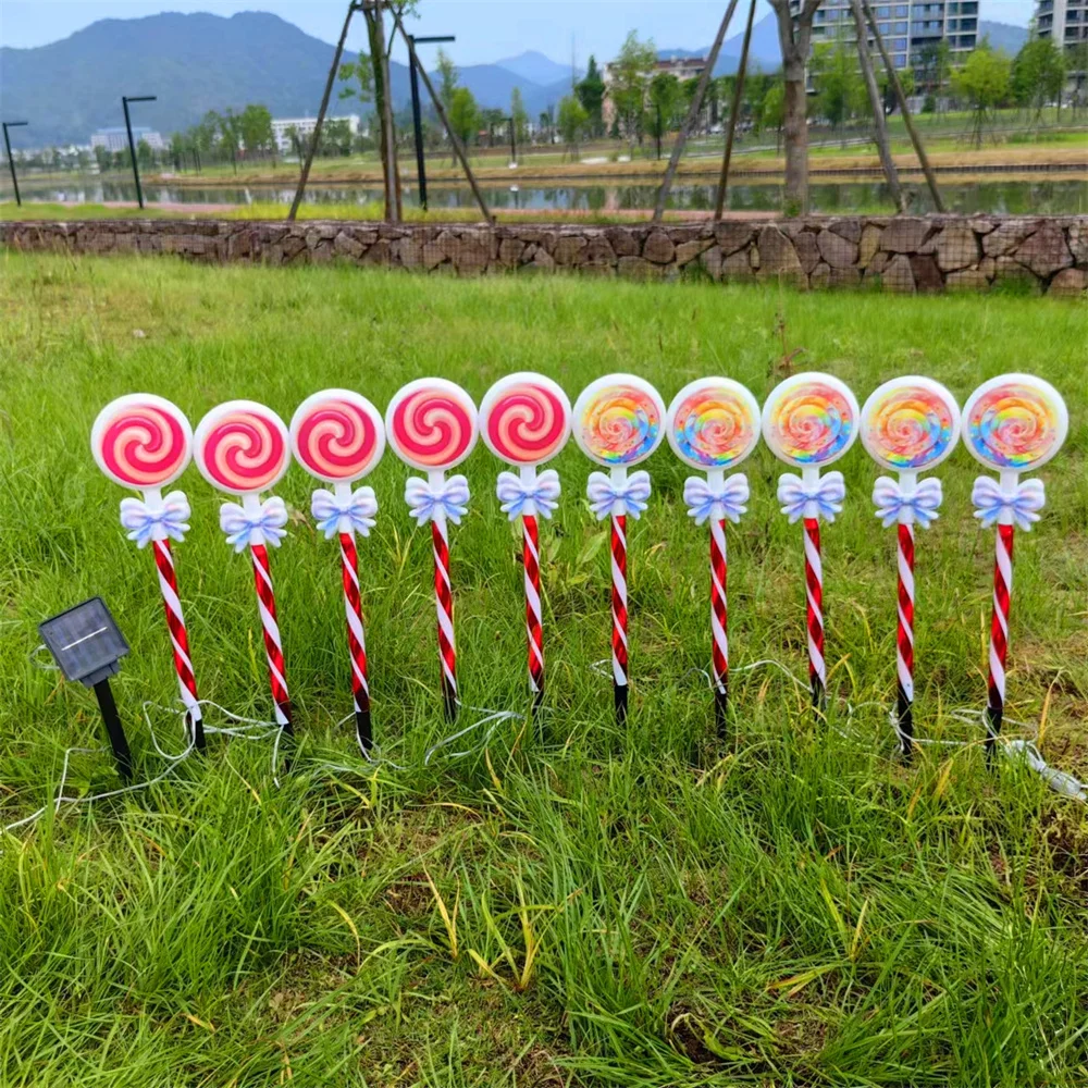 5 шт. солнечные фонари для газона уличный Рождественский лук леденец