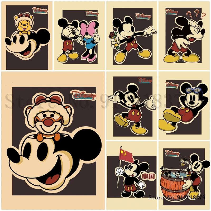 

Mickey Minnie Mouse Diamond Painting Diy Vintage Cartoon Beige Cuadros Full Drill Embroidery Cross Stitch Mosaic Kit Home Decor