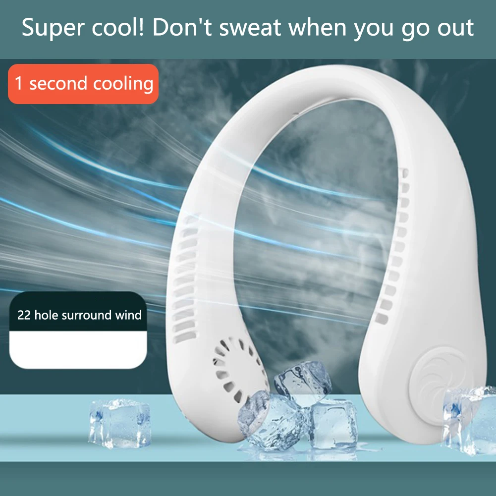 

Mini Hanging Neck Fan Portable USB Summer Air Cooling Bladeless Fans Outdoor Sports Mute Travel Leafless Wearable Neckband Fans
