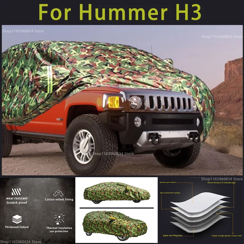 

Чехол для автомобиля Hummer H3 из ткани Оксфорд, наружная защита от снега, Солнцезащитный водонепроницаемый пыленепроницаемый камуфляжный чехол для автомобиля Covernc