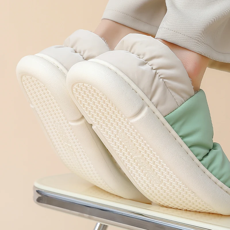 Winter Warm Toast Women Men Slippers Plush Non-Slip Cotton Dual Indoor Fur Outdoor Home Wrap Thick Sole Ladies Couples Shoes