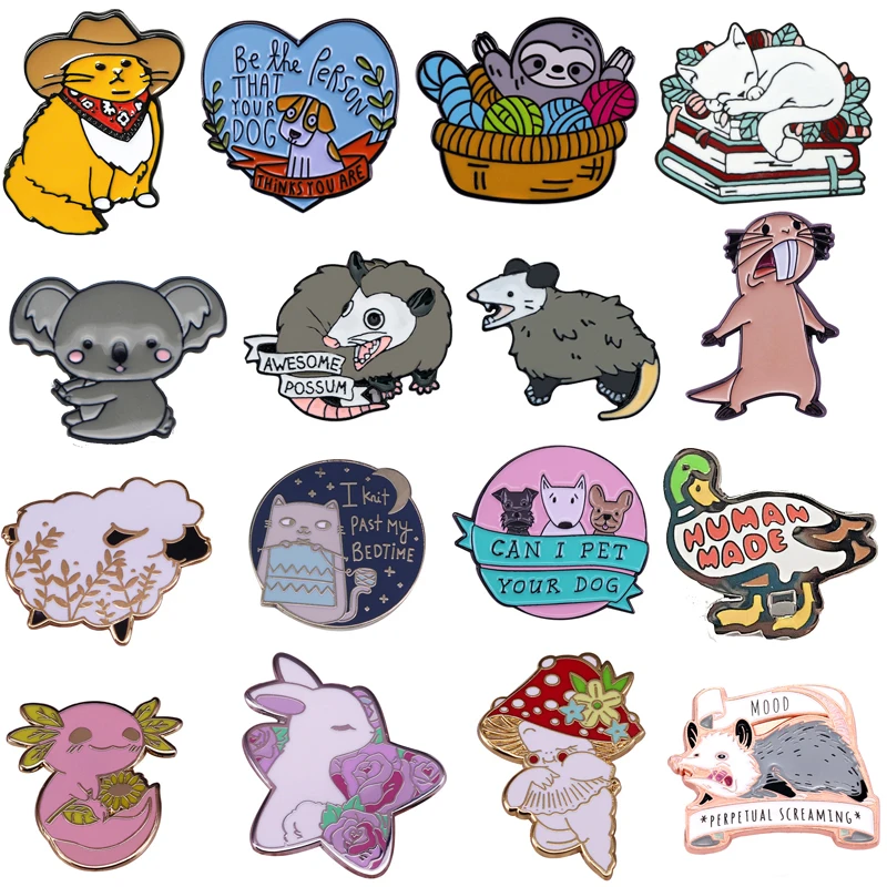 

K3214 Possum Funny Animal Enamel Pin Brooches Cartoon Creative Metal Brooch Pins Denim Hat Badge Collar Jewelry