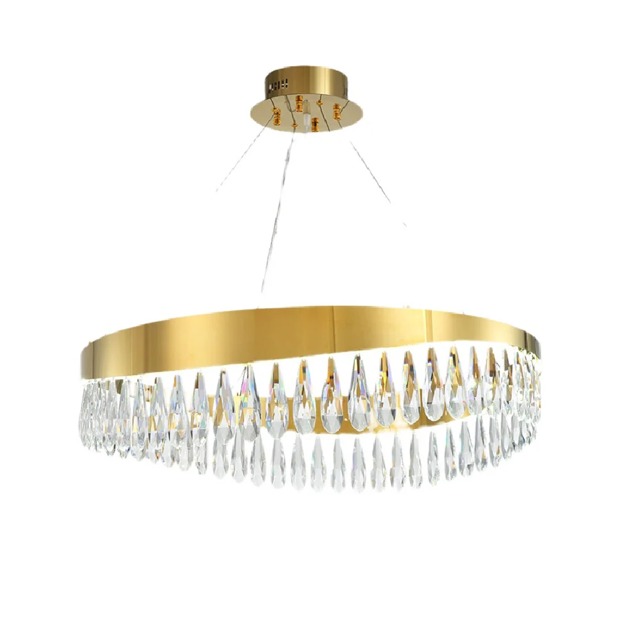 

LED Postmodern Crystal Stainless Steel Golden Designer Chandelier Lighting Lustre Suspension Luminaire Lampen For Dinning Room
