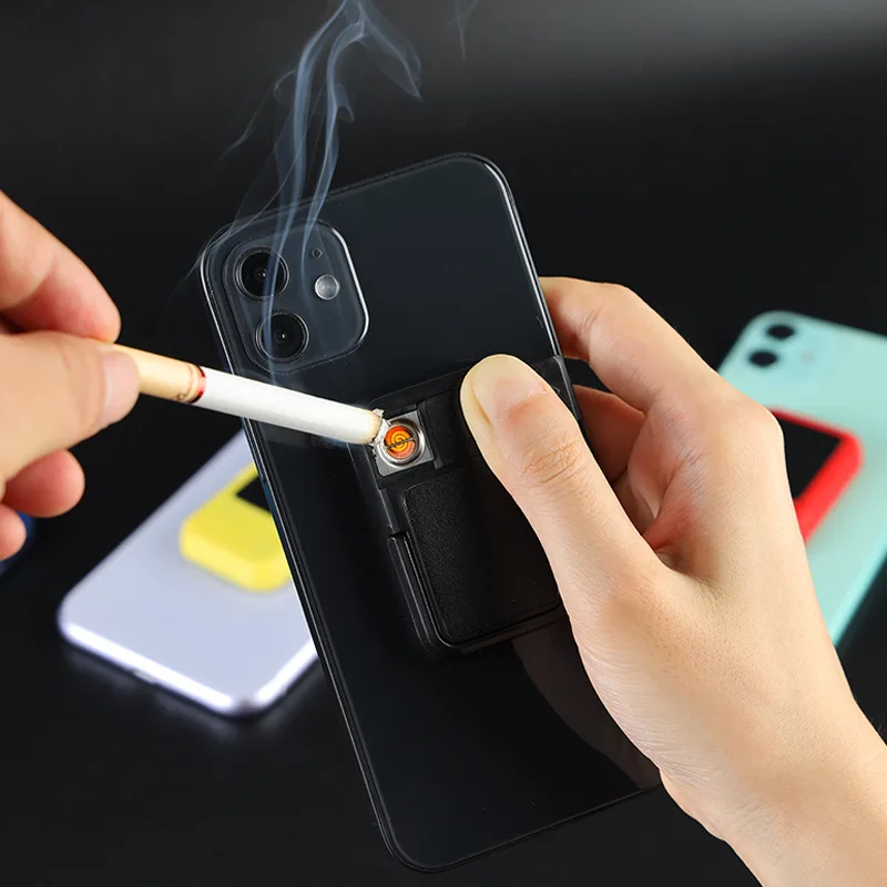 New Metal Multifunctional USB Charging Windproof Mobile Phone Holder Lighter Personalized Creative Design Men's Gift