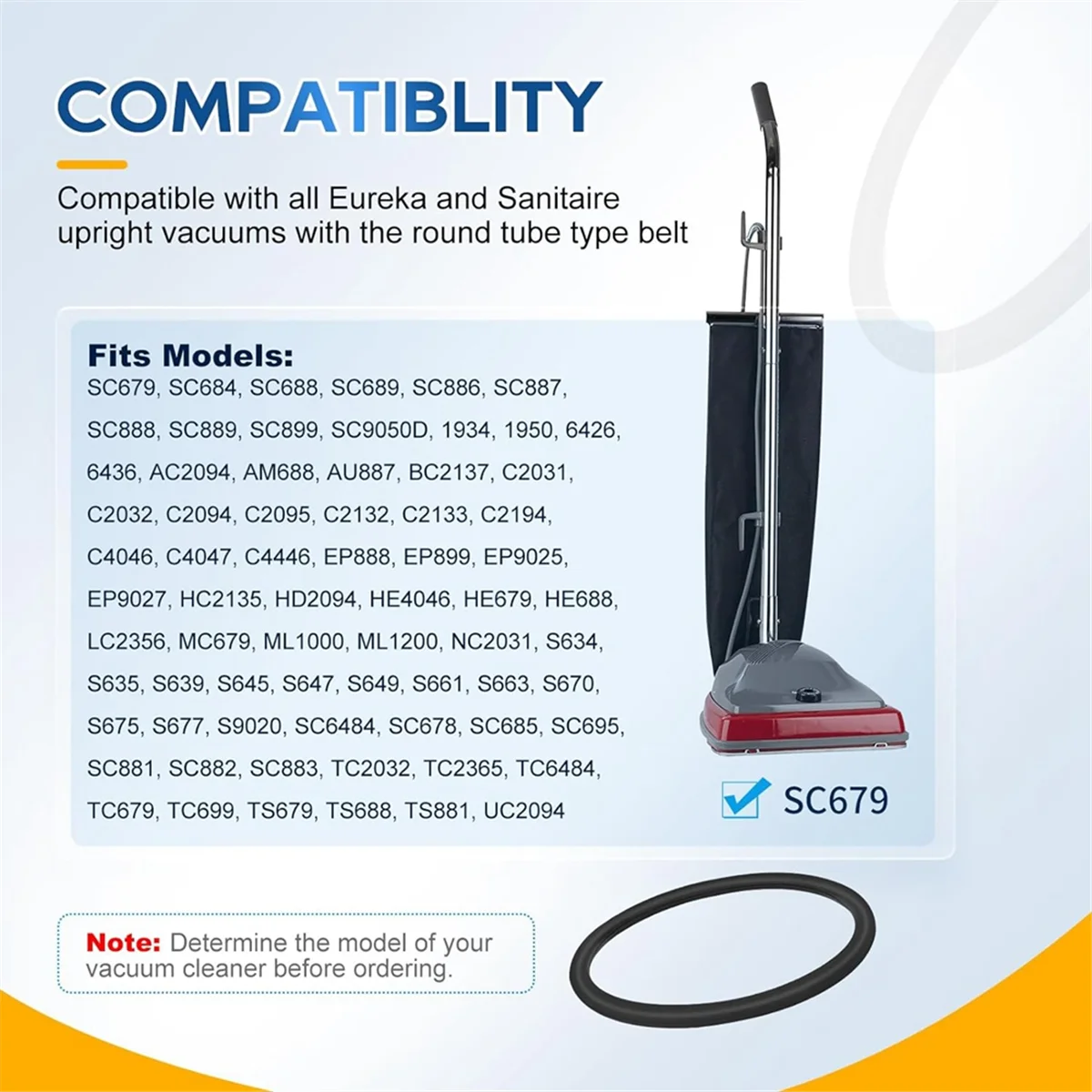 6 шт. вакуумный ремень 30563B круглые ремни для пылесоса вертикальный Sanitaire Eureka стиль