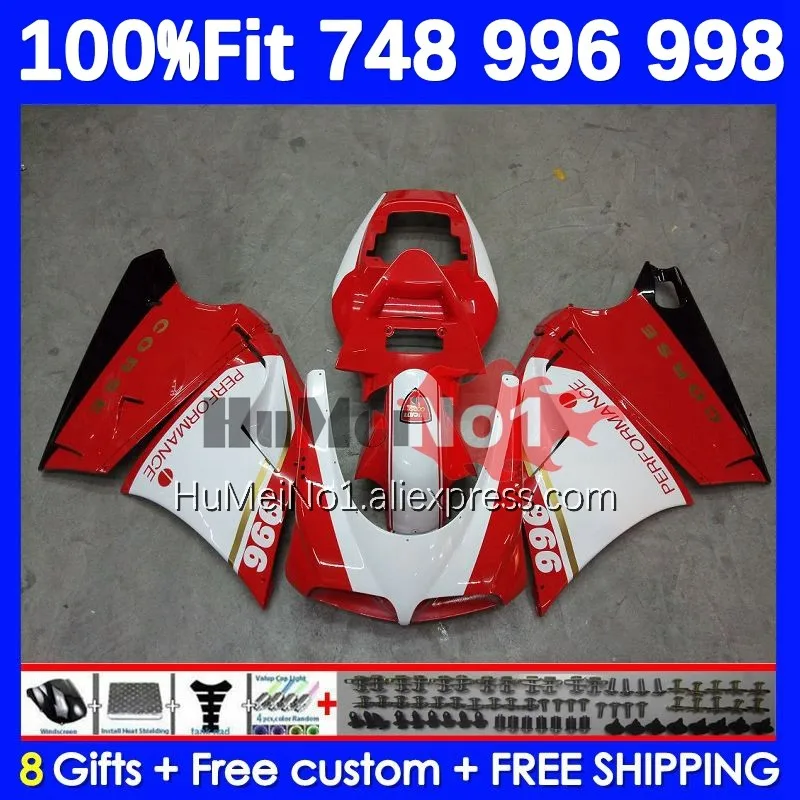 

Инжекционный комплект для DUCATI 748 853 916 996 998 S R 94 95 96 97 98 122No.12 Красный Белый 748S 998R 996R 1999 2000 2001 2002 обтекатель