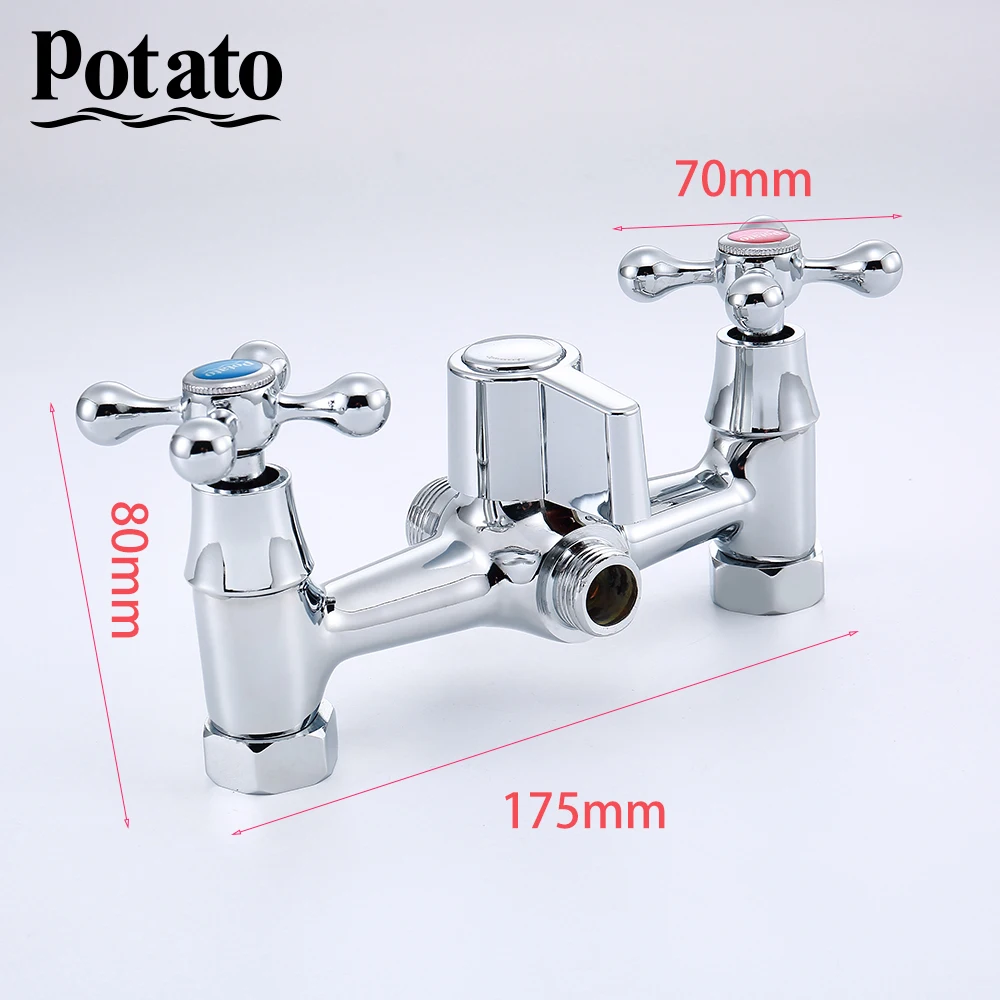 potato bathroom shower faucet economic zinc trough bathtub sprayer double control bath mixer with shower head p2465 free global shipping