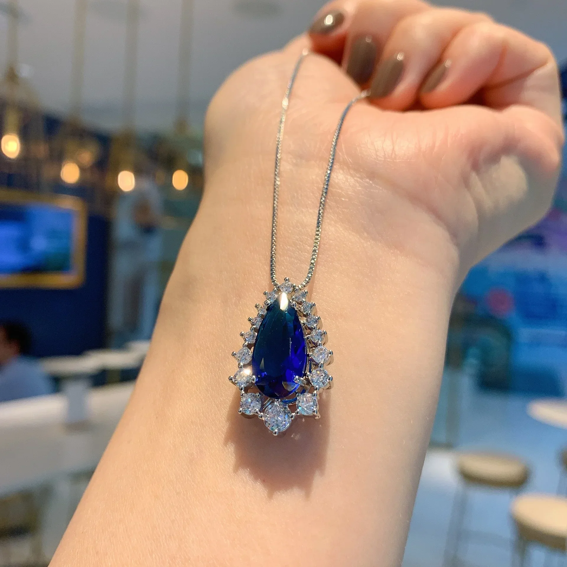 SrJewelry серьги-гвоздики в европейском и американском стиле с синей имитацией