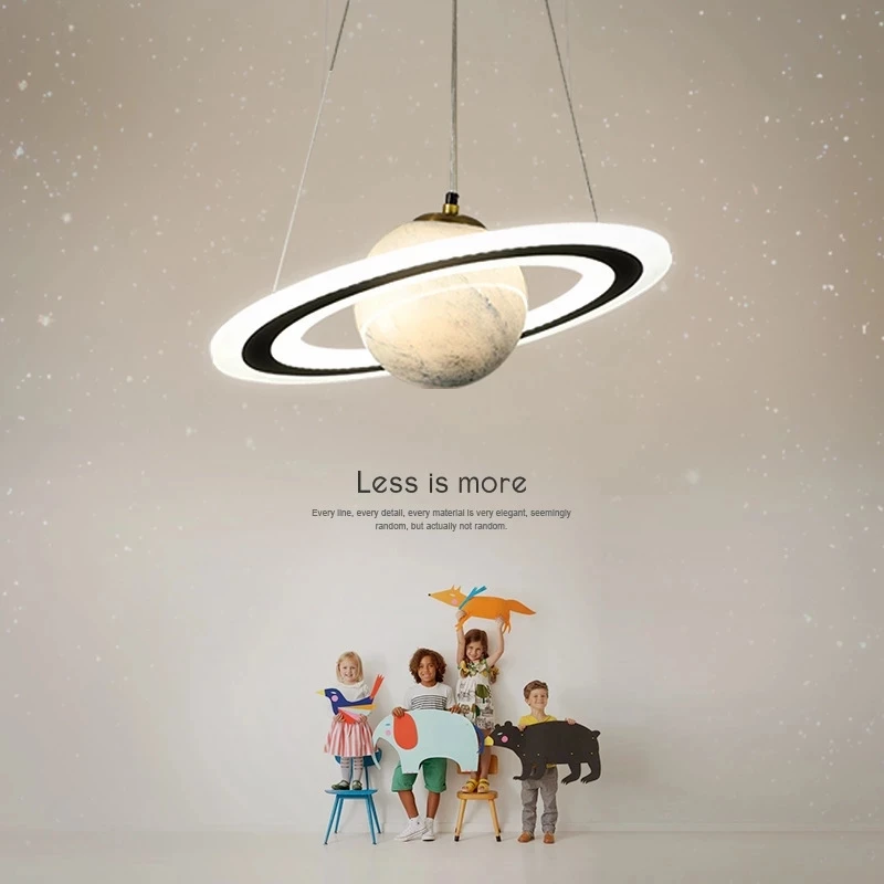 Acrylic Planet Pendant Light Children Room Space Star Led Hanging Lamp Retro Earth Ball Home Decor Indoor Fancy Lighting Fixture | Лампы и