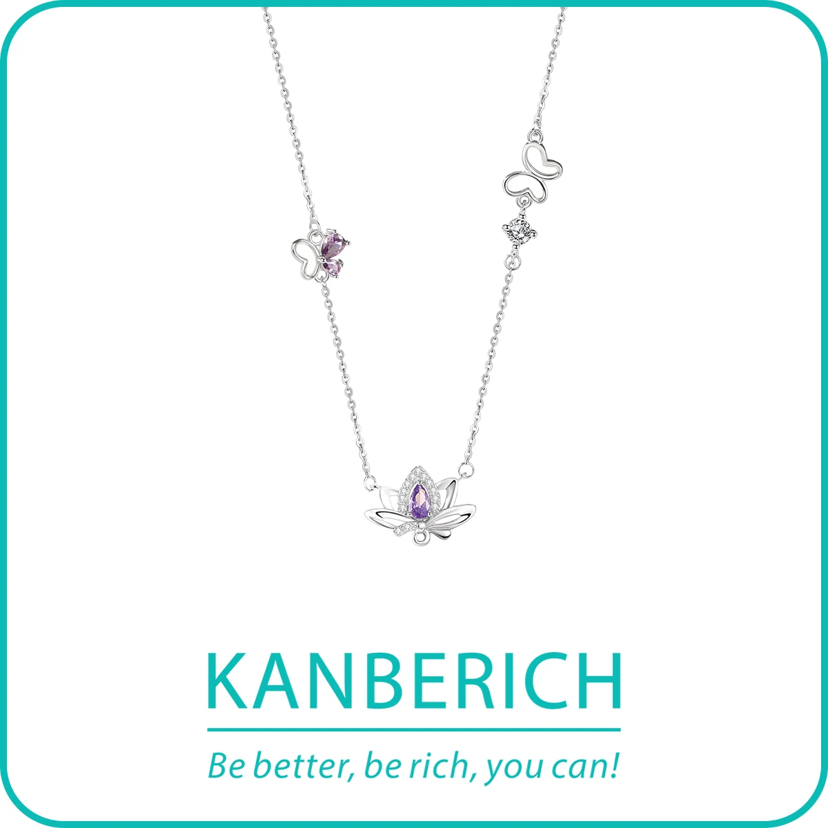 Ожерелье из серебра 925 пробы с фианитом