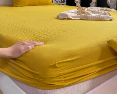 2024 модная хлопковая дышащая простыня для двуспальной кровати зеленого и желтого