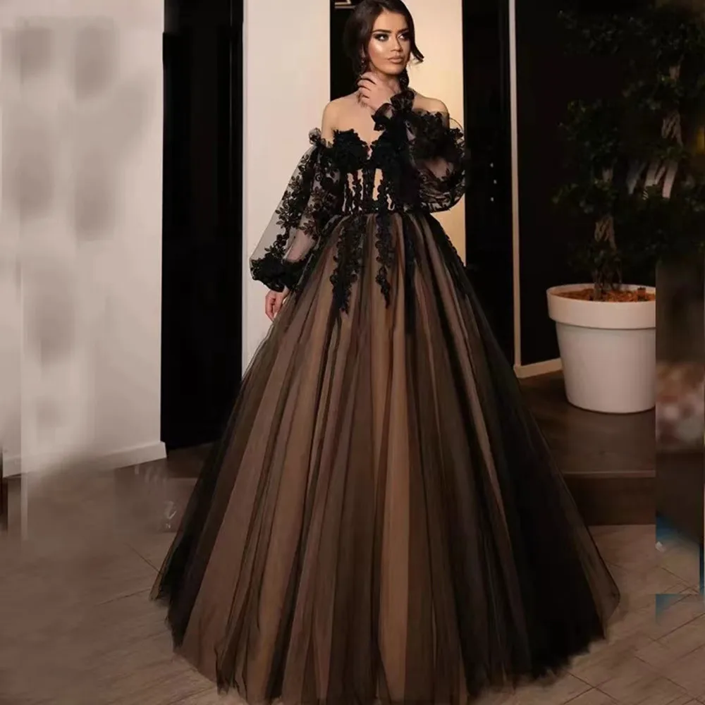 

Sexy Black Formal Evening Gowns Off The Shoulder Lace Evening Party Dress 2022 Corset Prom Dress Long