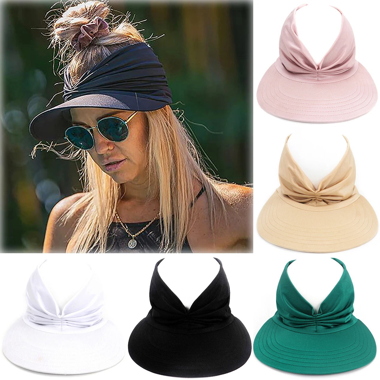 

Summer elastic sun hat baseball cap women's UV proof elastic empty top daily hat sports cap outdoor sun shading