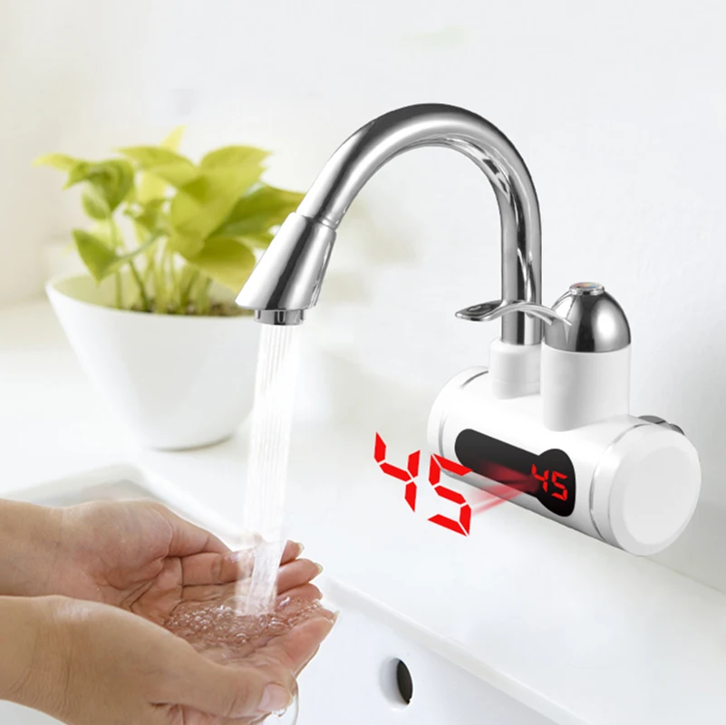 

3 Seconds Fast Heating Pump 220V Luxurious 3000W Kitchen Instant Heating Faucet Electric Hot Water Heater Tap Bathroom Faucet