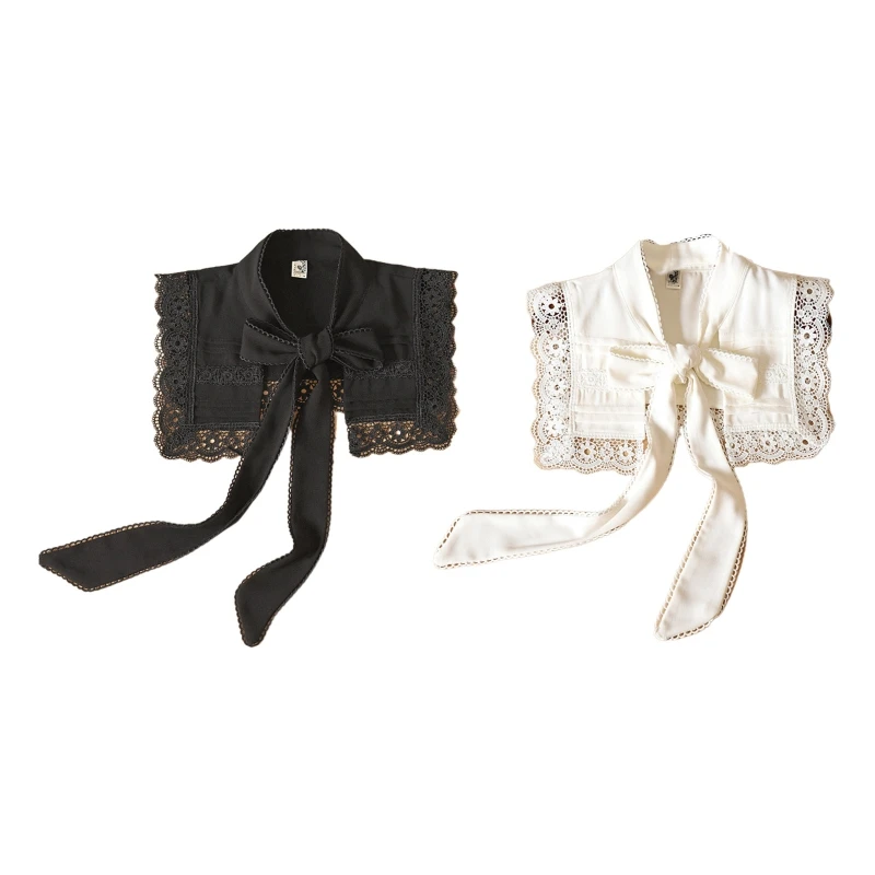 

Women Embroidered Flower Lace False Collar Ladies Detachable Hollow Shawl Wrap Drop Shipping