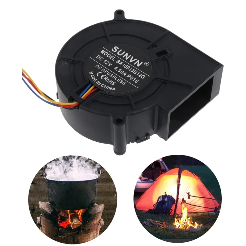 

High Speed Brushless Blower Fan 97mm 12V 4.5A Cooler 97x97x33mm 4 Pin Connector Sleeve Bearing 6000RPM PC BBQ Fan