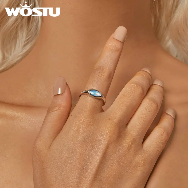 WOSTU Оригинальное кольцо из стерлингового серебра 925 пробы с застежкой на глаза
