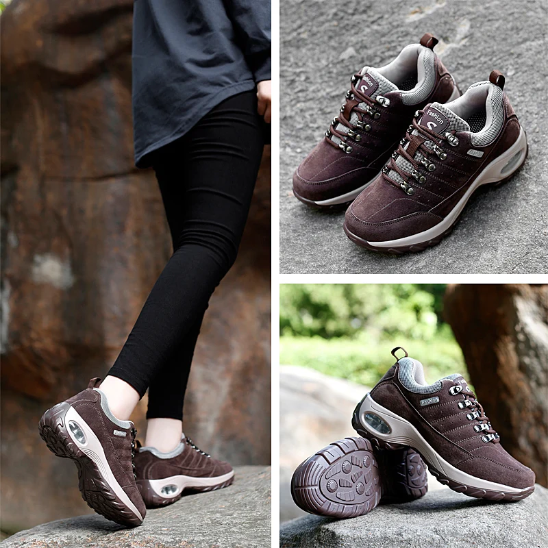 JIEMIAO Women's Trekking Hiking Shoes Women Camping Shoes Outdoor Travel Sneakers Non-slip Breathable Sports Shoes