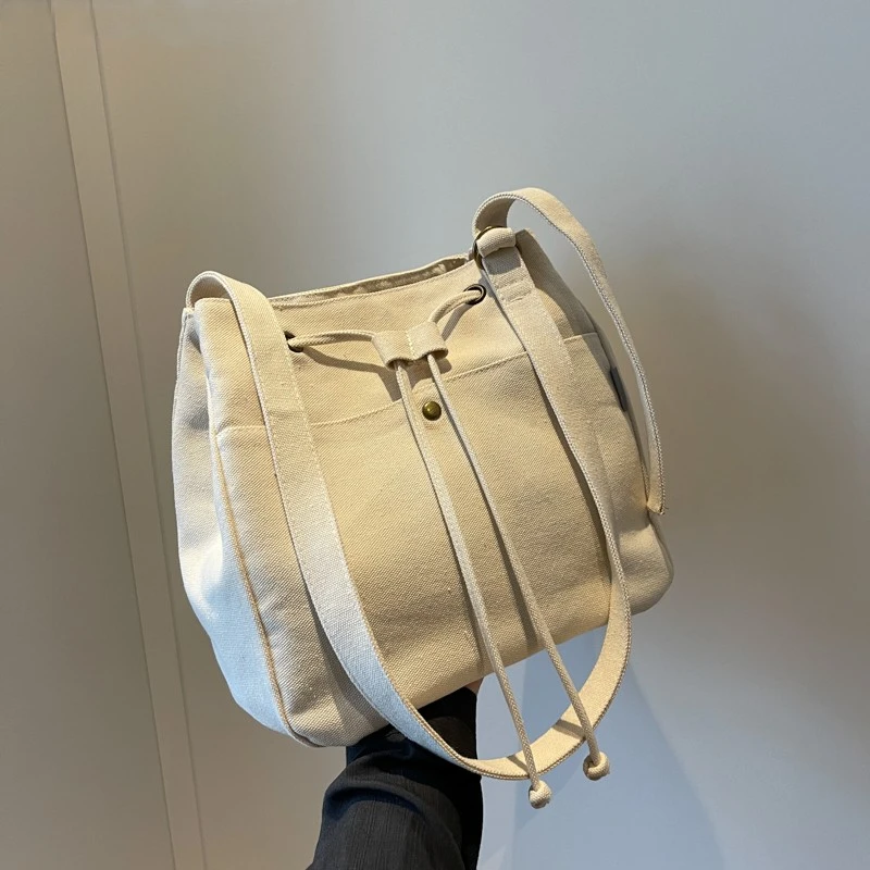 

Quality Canvas Crossbody Bags For Women 2023 Luxury Designer Handbags Ladies Drawstring Bucket Bag Large Capacity Shoulder Totes