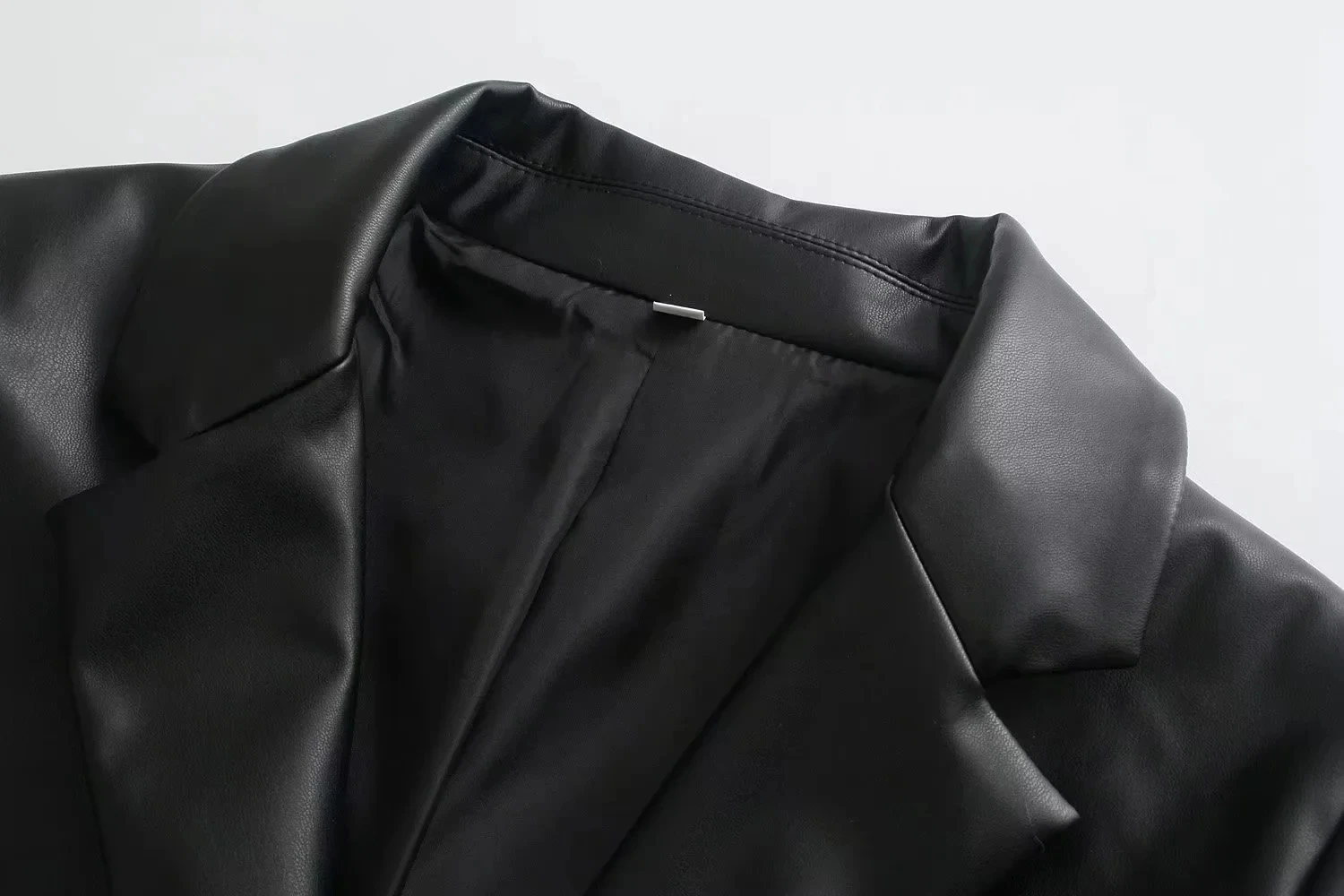 Jenny&Dave Ins Fashion Blogger Retro Leather Jacket Casual Pu Blazers Women