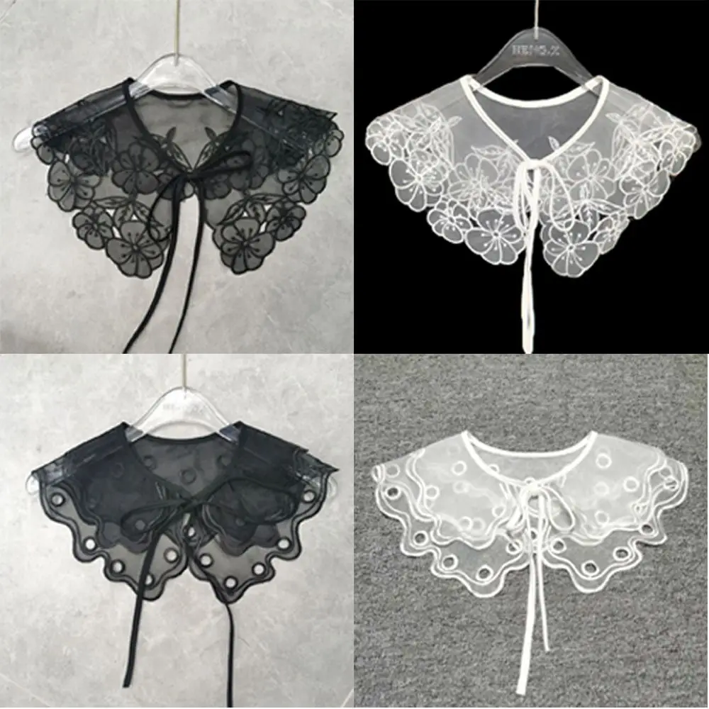 

Women Lapel Scarf Shawl Decoration Embroidered Shirt Fake Collar Clothes Accessories Cloud Shoulder Blouse False Collar
