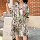 Женский винтажный комбинезон ZANZEA с коротким рукавом и широкими штанинами, летние комбинезоны с цветочным принтом, повседневные Свободные Комбинезоны с отложным воротником, пляжный комбинезон