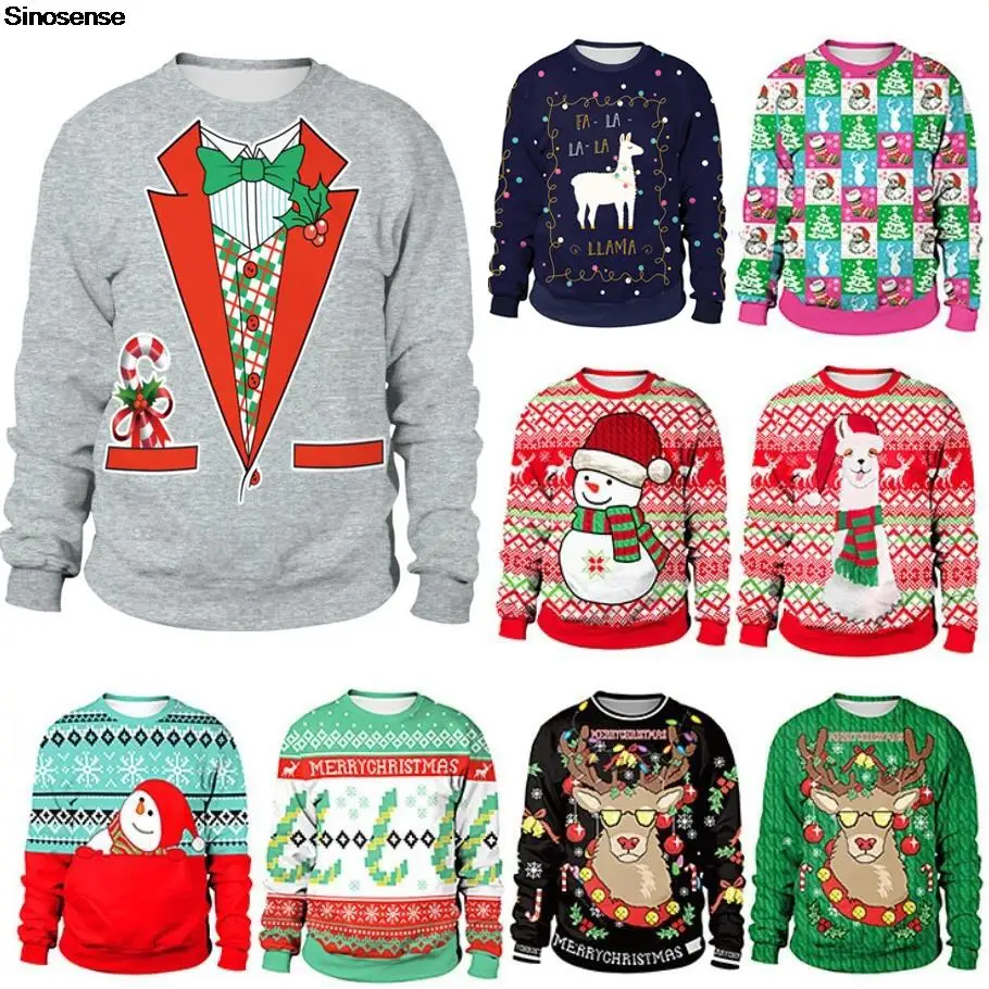 

Мужской женский Уродливый Рождественский свитер с 3D забавным принтом, осенне-зимняя праздничная одежда, топы, пуловер, праздничная вечевеч...