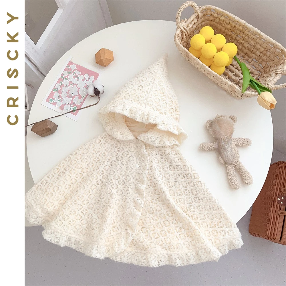 

Girls Jackets Outerwear 2023 New Sweet Girls Coat Autumn Kids Jacket Baby Hooded Lace Loose Jacket Infant Clothes