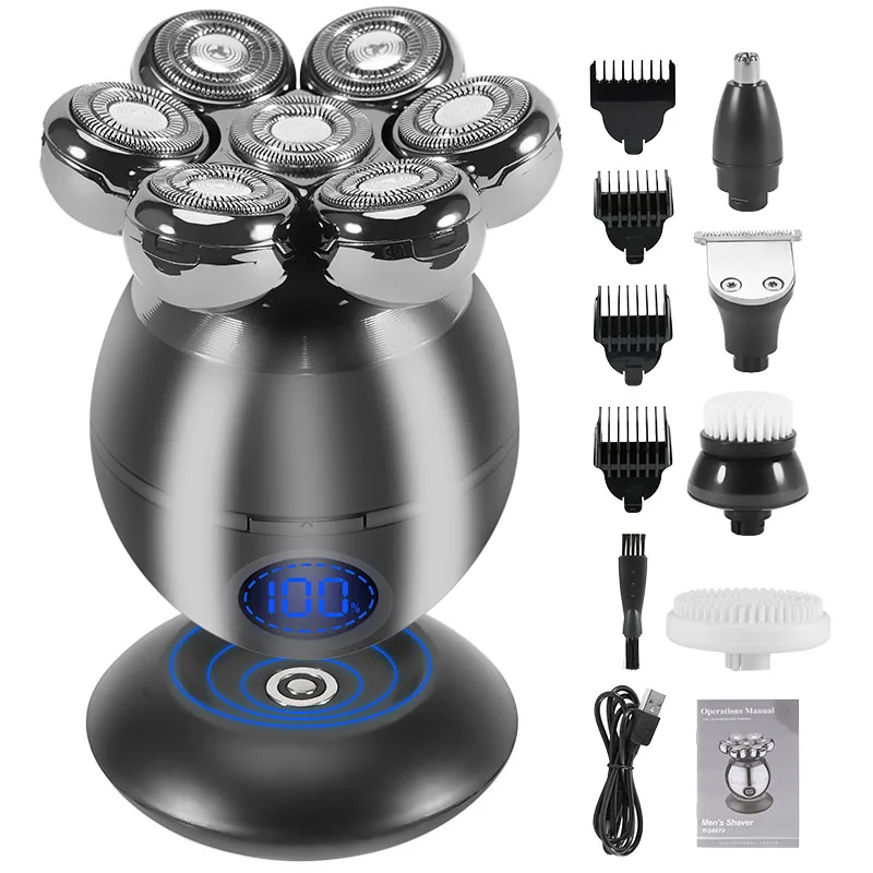 Usb Charging Dock Lcd Waterproof Portable Nose Hair Trimmer Bald Razor Machine Shaving